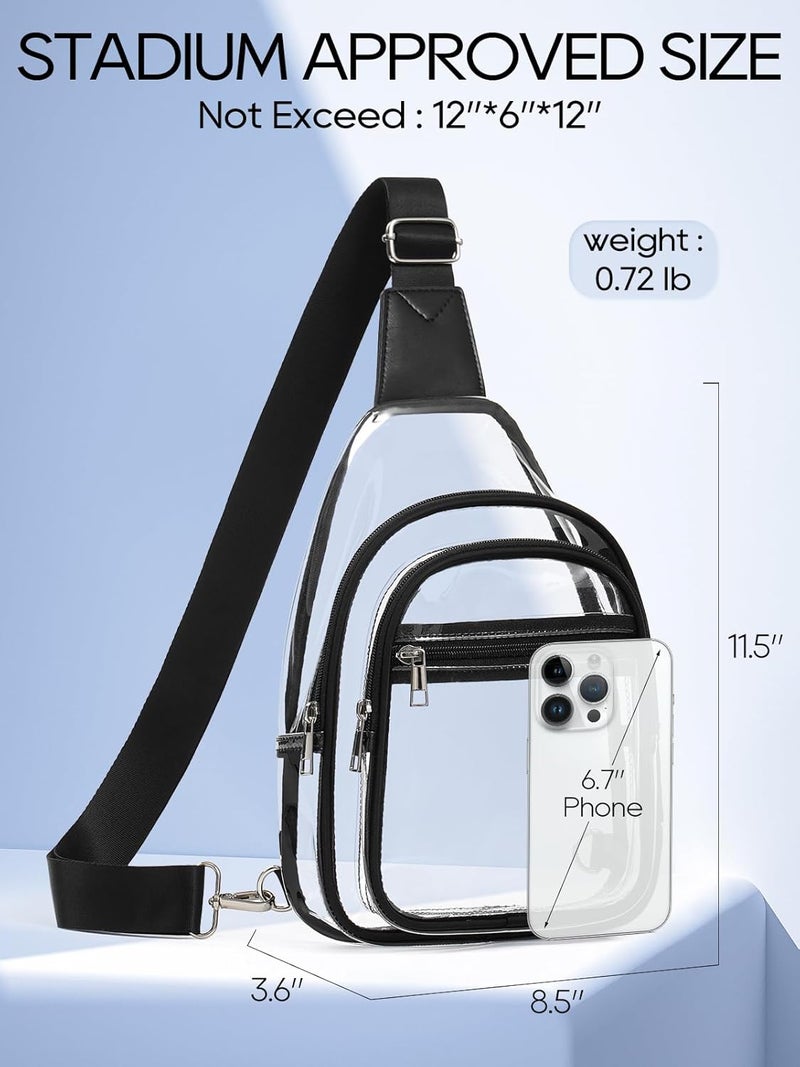 Flowston Store 3 Pockets Clear Bag for Stadium Events Large Clear Sling Crossbody Backpack Fanny Pack Concert Purses for Women Men - Image 4